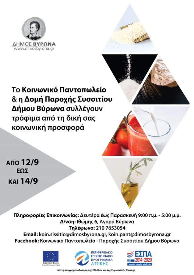 Με επιτυχία πραγματοποιήθηκε η δράση συλλογής τροφίμων για τις κοινωνικές δομές του Δήμου Βύρωνα