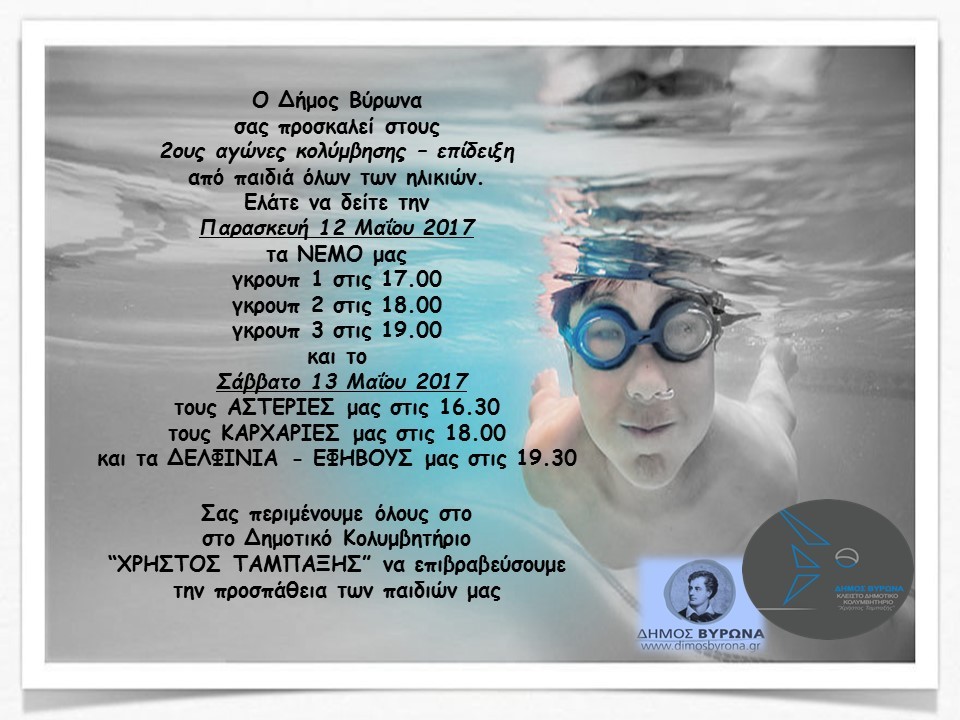 2οι Αγώνες κολύμβησης - επίδειξη στο Δημοτικό Κολυμβητήριο
