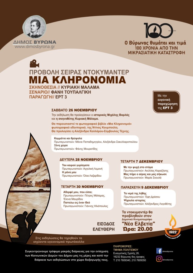 Συνεχίζονται την Τετάρτη 7/12 και την Παρασκευή 9/12 οι προβολές των ντοκιμαντέρ