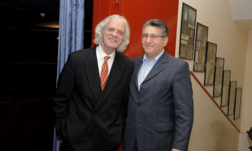 Ο ηθοποιός Σπύρος Φωκάς και ο συγγραφέας Κώστας Παπασπήλιος