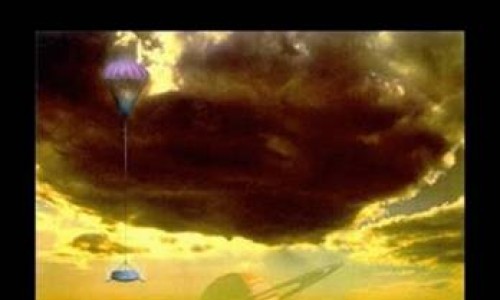 Κατασκευασμένη εικόνα για τον Τιτάνα, τον δορυφόρο του Κρόνου. Έτσι θα βλέπαμε από την επιφάνειά  του. Στο βάθος διακρίνεται ο Κρόνος. 