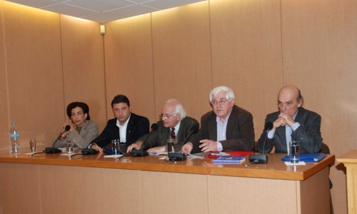 Η συγγραφέας Ευγενία Κεφαληναίου, ο Δήμαρχος Βύρωνα Νίκος Χαρδαλιάς, ο Πρόεδρος της Ένωσης Λογοτεχνών Πέτρος Ναθαναήλ, ο Πρόεδρος του Συνδέσμου Μπάιρον Πάνος Τριγάζης και ο Αντιπρόεδρος του Συνδέσμου Λάμπρος Κανελλόπουλος